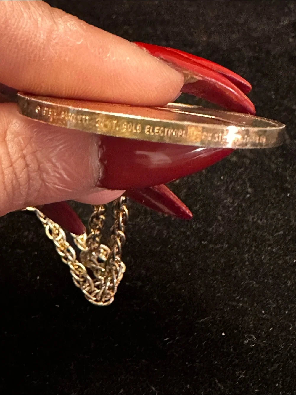 Vintage J Livingston Seagull Coin Necklace 25K Gold over Sterling Silver 24”